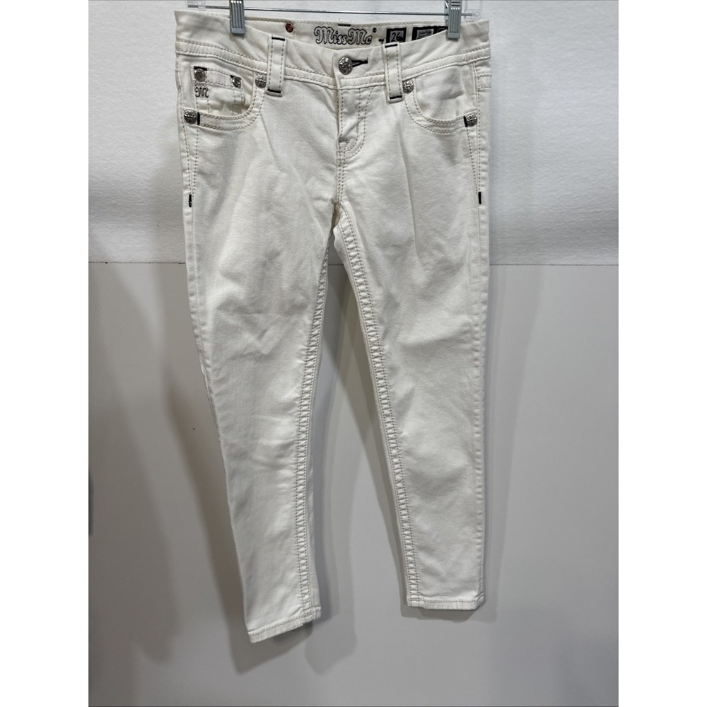 Miss Me ‎ JE8608SC white cropped embellished jeans size 26 - Picture 7 of 16